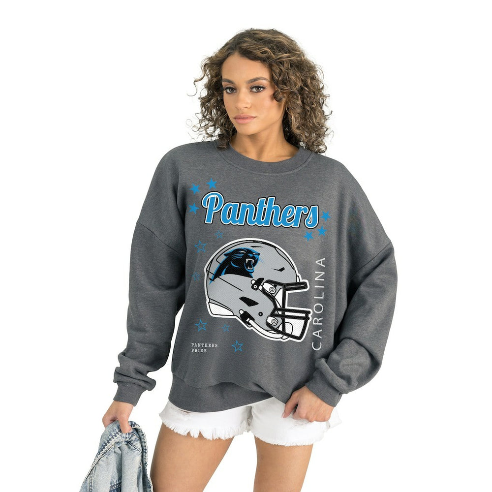 Carolina Panthers Gameday Couture Women's Ready to Rumble Premium Fleece Pullover Sweatshirt - Gray cheap