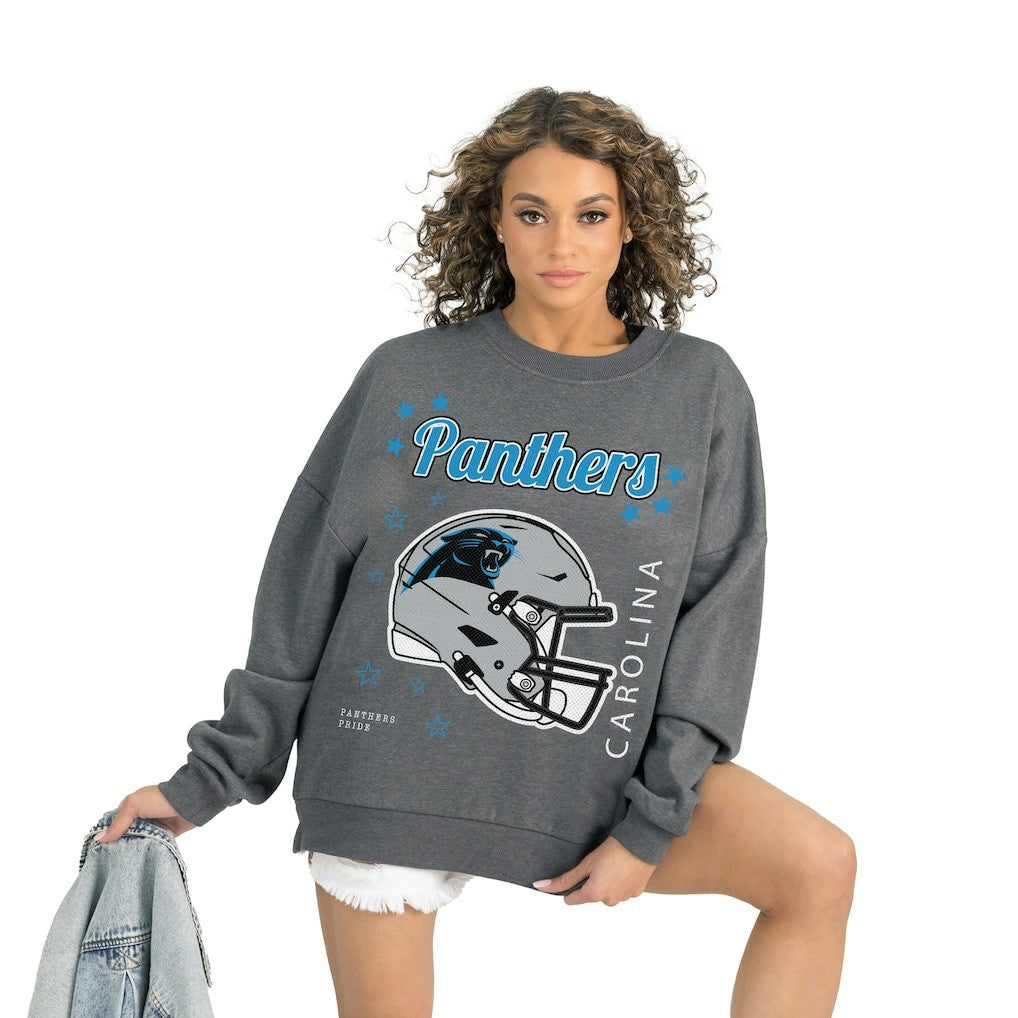 Carolina Panthers Gameday Couture Women's Ready to Rumble Premium Fleece Pullover Sweatshirt - Gray cheap