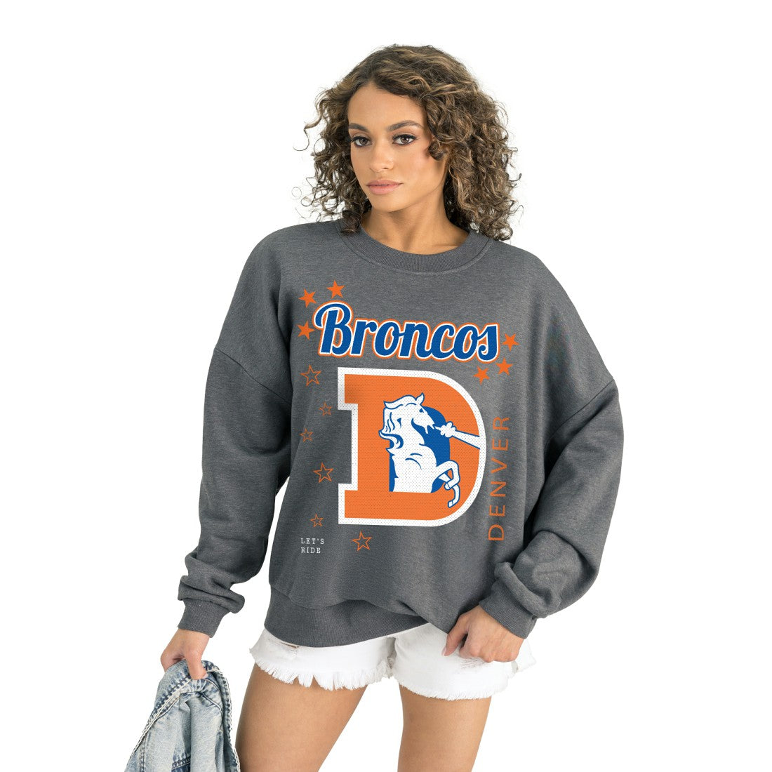 Denver Broncos Gameday Couture Women's Ready to Rumble Premium Fleece Pullover Sweatshirt - Gray for sale