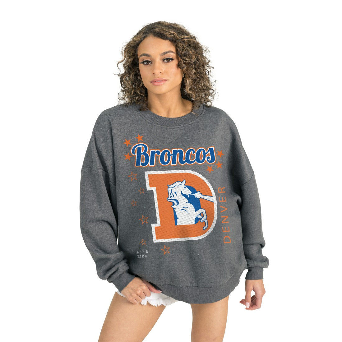 Denver Broncos Gameday Couture Women's Ready to Rumble Premium Fleece Pullover Sweatshirt - Gray for sale