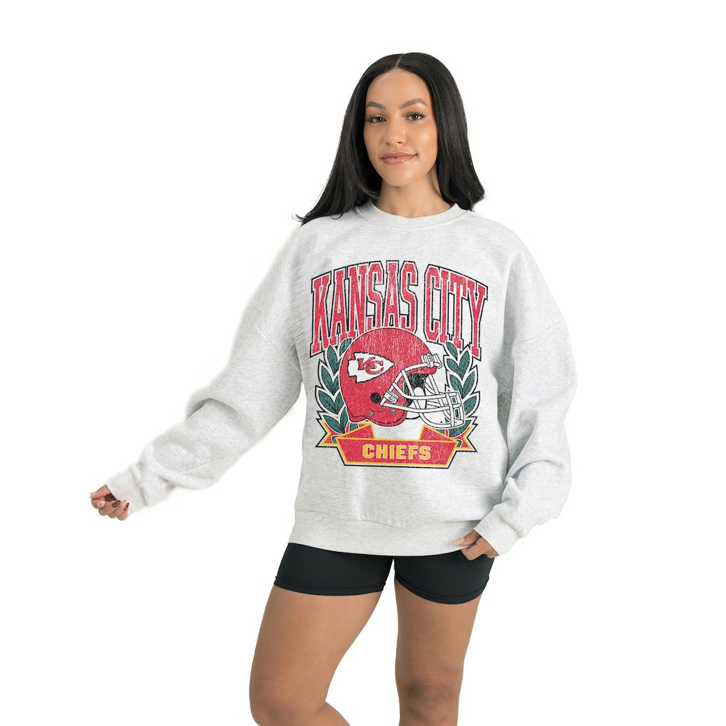 Kansas City Chiefs Gameday Couture Women's Heritage Premium Fleece Pullover Sweatshirt - Gray cheap
