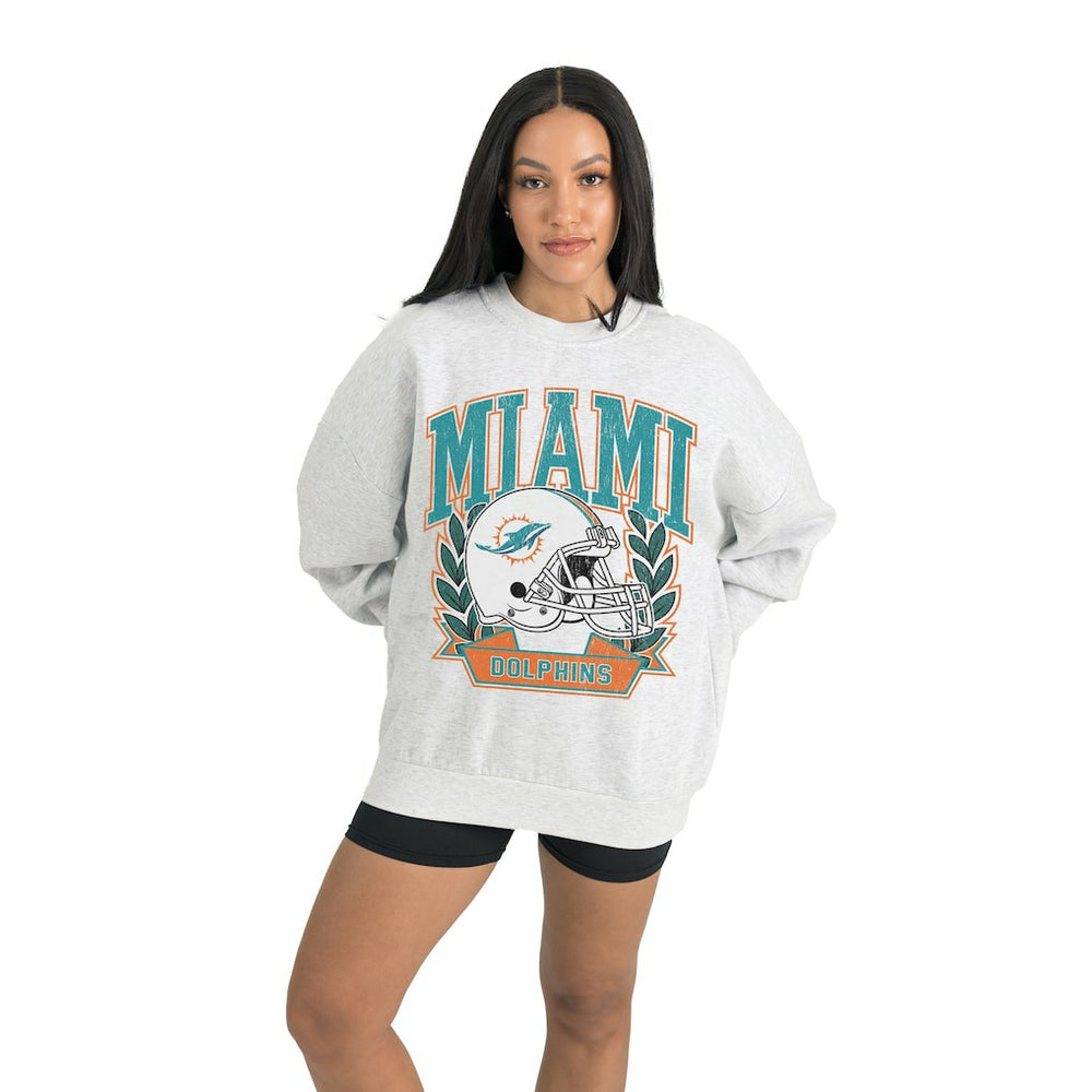 Miami Dolphins Gameday Couture Women's Heritage Premium Fleece Pullover Sweatshirt - Gray outlet
