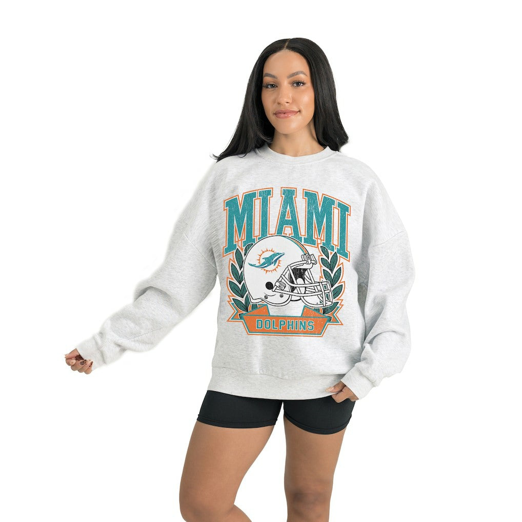 Miami Dolphins Gameday Couture Women's Heritage Premium Fleece Pullover Sweatshirt - Gray outlet