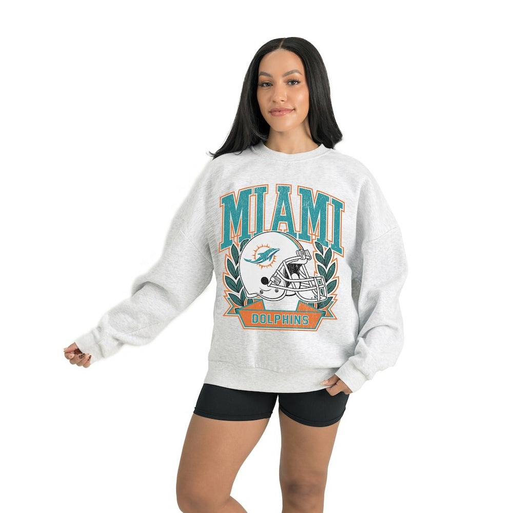Miami Dolphins Gameday Couture Women's Heritage Premium Fleece Pullover Sweatshirt - Gray outlet