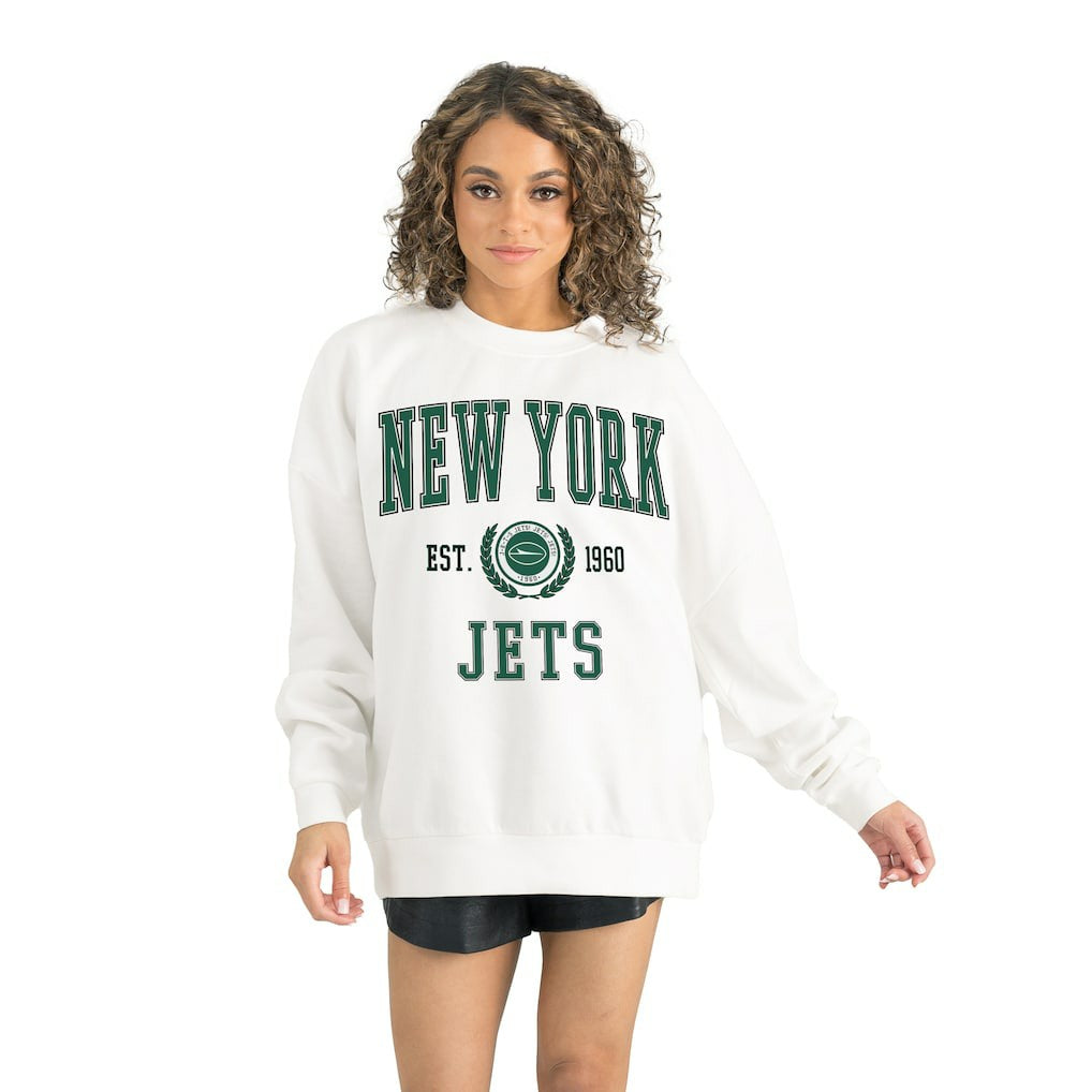 New York Jets Gameday Couture Women's Timeless Triumph Premium Fleece Pullover Sweatshirt - White on sale