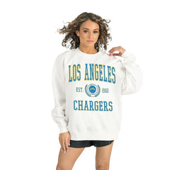 Los Angeles Chargers Gameday Couture Women's Timeless Triumph Premium Fleece Pullover Sweatshirt - White cheap