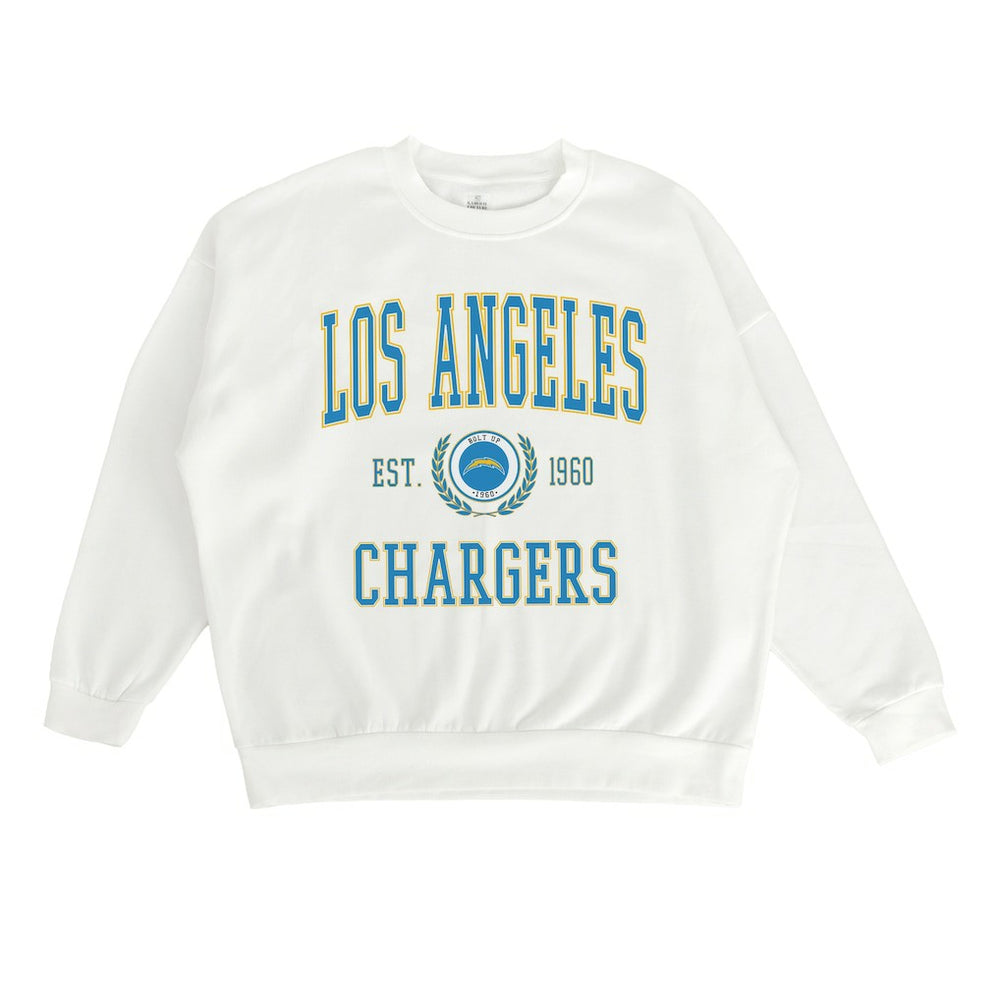Los Angeles Chargers Gameday Couture Women's Timeless Triumph Premium Fleece Pullover Sweatshirt - White cheap