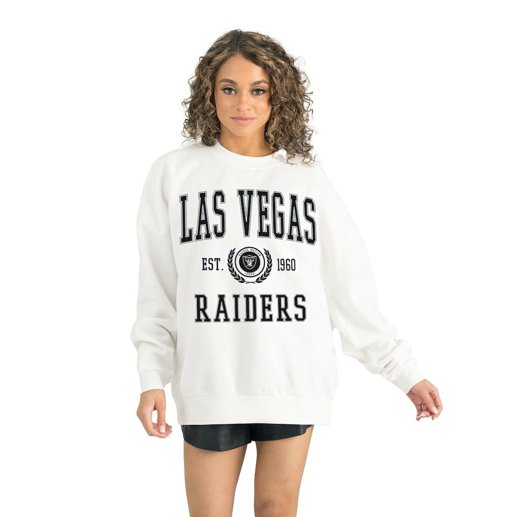 Las Vegas Raiders Gameday Couture Women's Timeless Triumph Premium Fleece Pullover Sweatshirt - White cheap