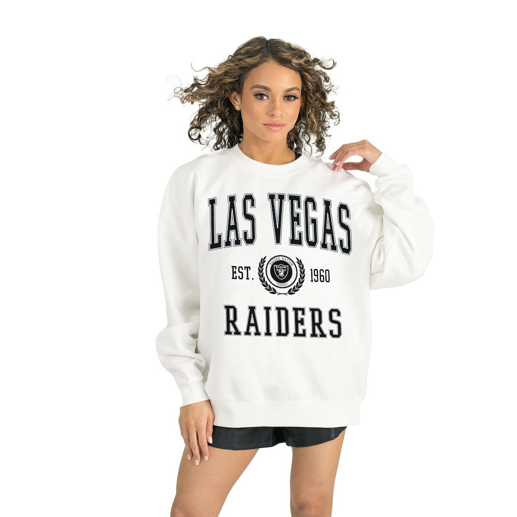 Las Vegas Raiders Gameday Couture Women's Timeless Triumph Premium Fleece Pullover Sweatshirt - White cheap