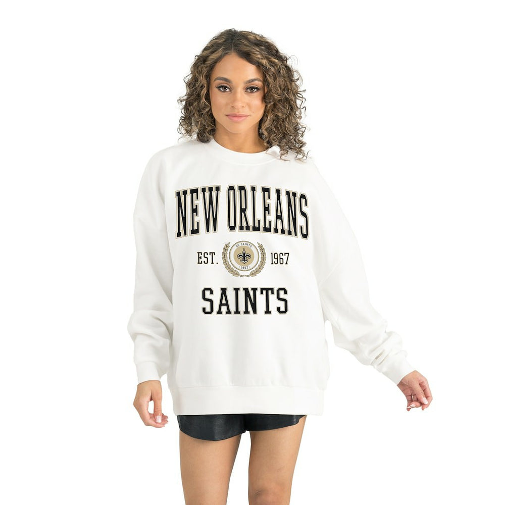 New Orleans Saints Gameday Couture Women's Timeless Triumph Premium Fleece Pullover Sweatshirt - White for sale