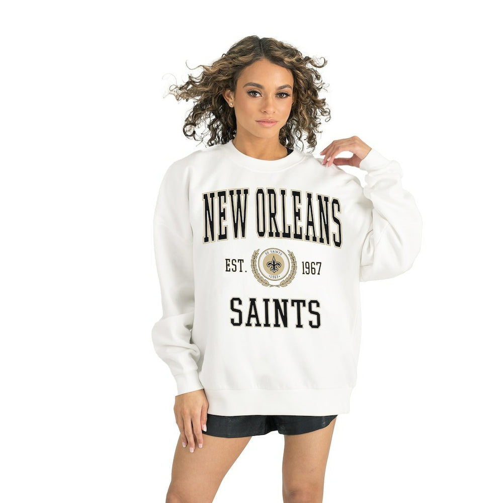 New Orleans Saints Gameday Couture Women's Timeless Triumph Premium Fleece Pullover Sweatshirt - White for sale
