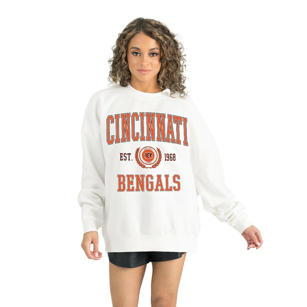 Cincinnati Bengals Gameday Couture Women's Timeless Triumph Premium Fleece Pullover Sweatshirt - White sale