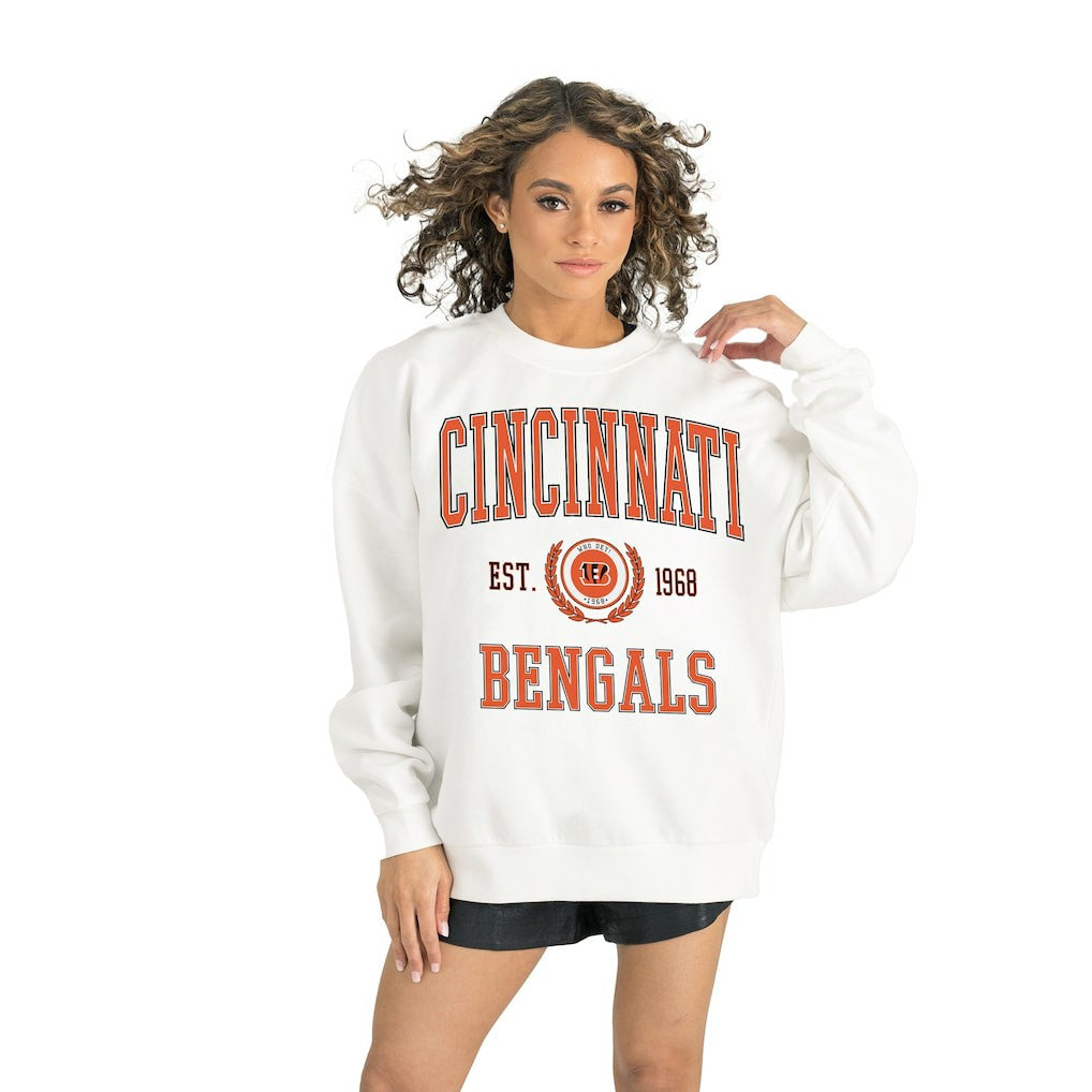 Cincinnati Bengals Gameday Couture Women's Timeless Triumph Premium Fleece Pullover Sweatshirt - White sale