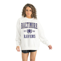 Baltimore Ravens Gameday Couture Women's Timeless Triumph Premium Fleece Pullover Sweatshirt - White for sale