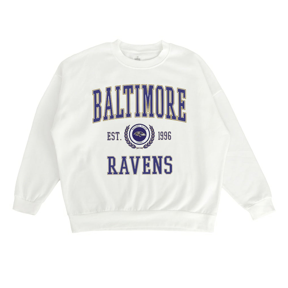 Baltimore Ravens Gameday Couture Women's Timeless Triumph Premium Fleece Pullover Sweatshirt - White for sale