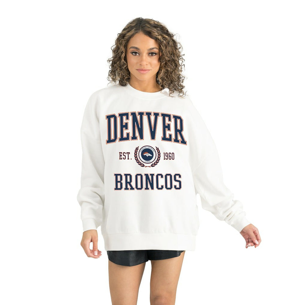 Denver Broncos Gameday Couture Women's Timeless Triumph Premium Fleece Pullover Sweatshirt - White discount
