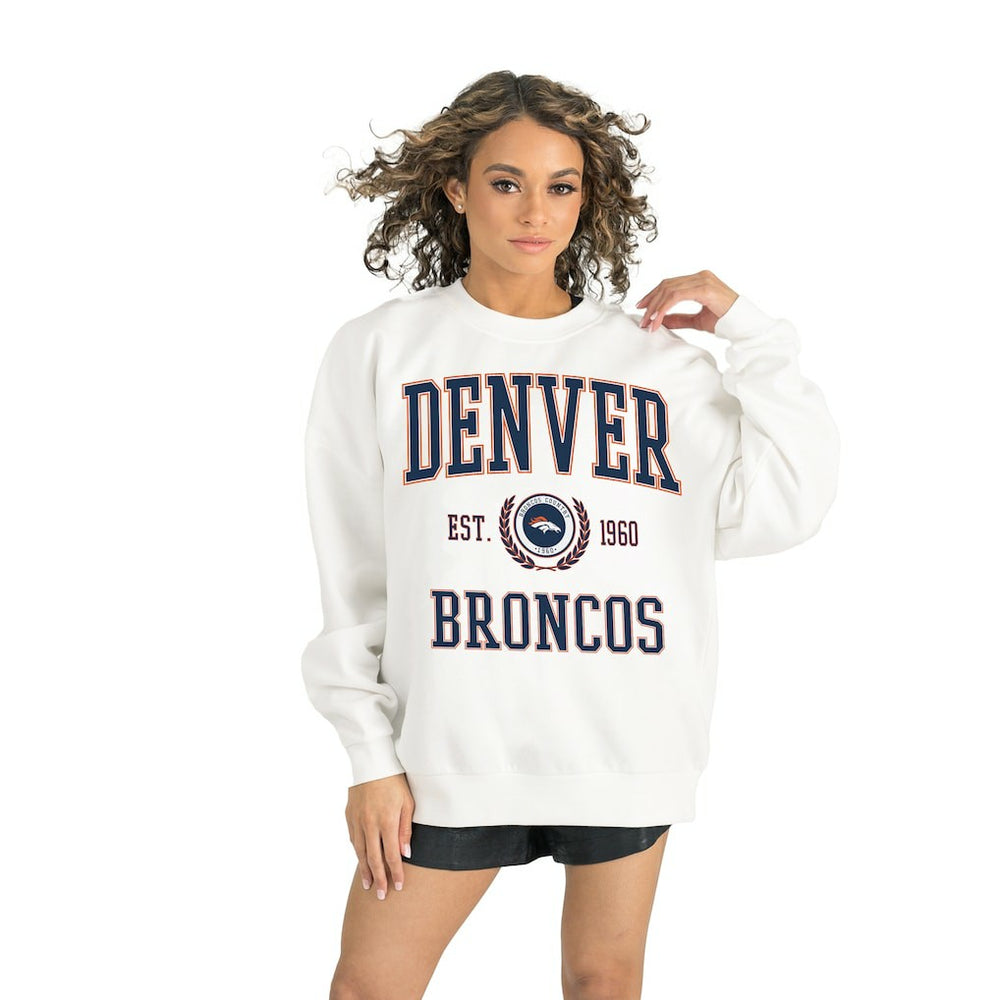 Denver Broncos Gameday Couture Women's Timeless Triumph Premium Fleece Pullover Sweatshirt - White discount