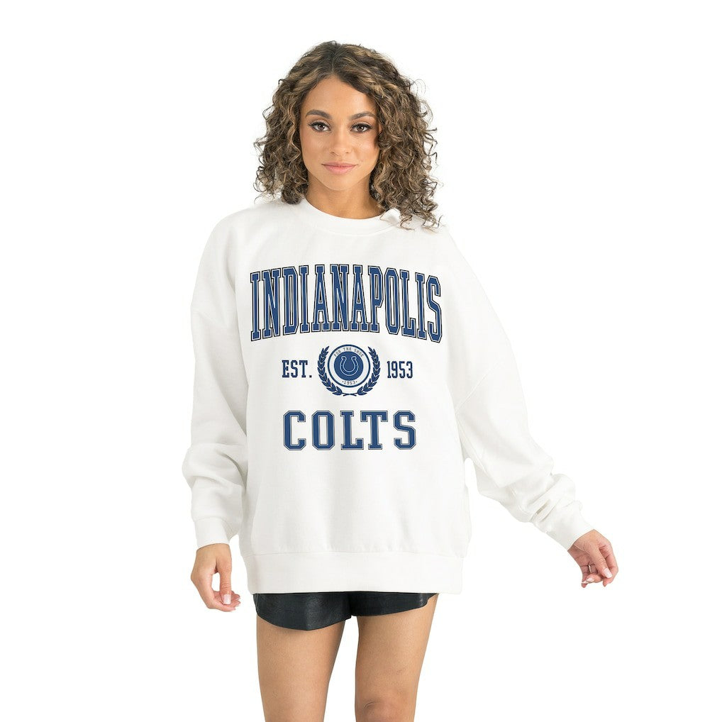 Indianapolis Colts Gameday Couture Women's Timeless Triumph Premium Fleece Pullover Sweatshirt - White online