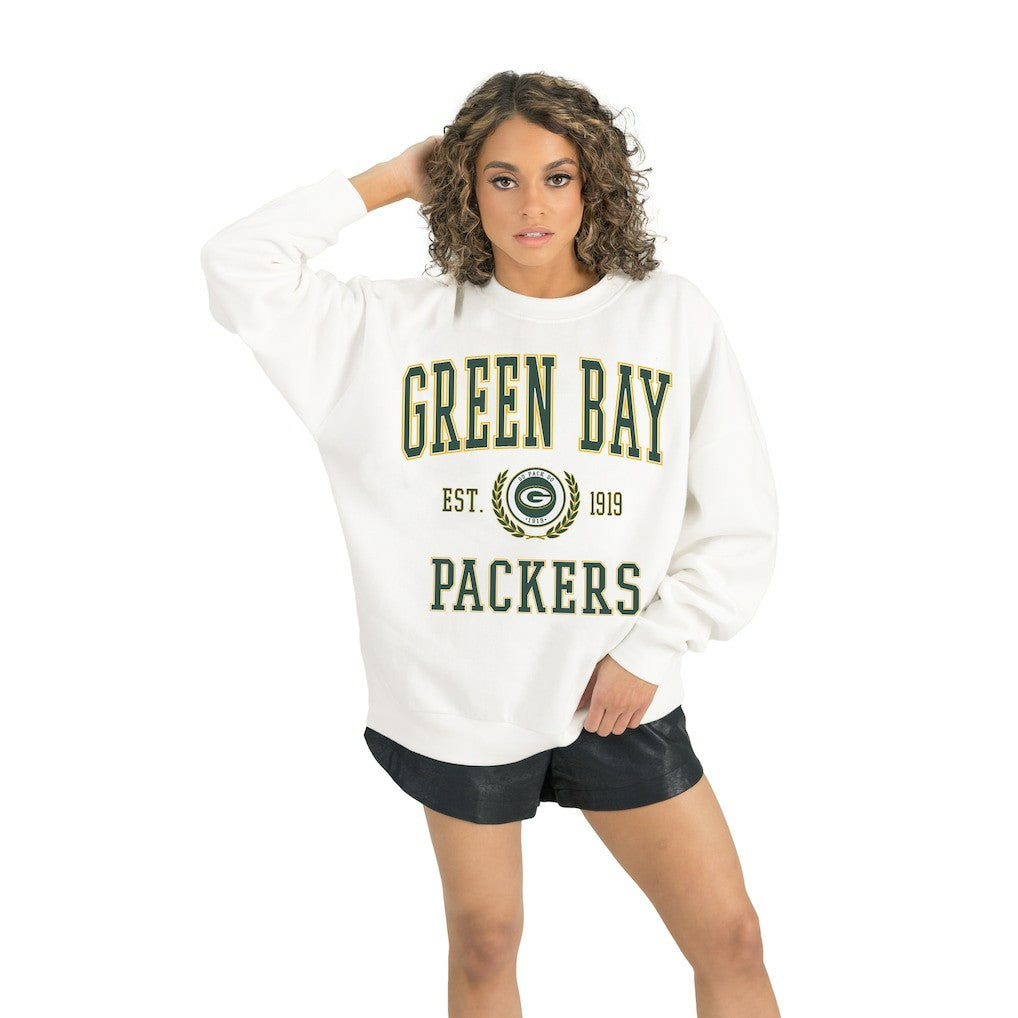 Green Bay Packers Gameday Couture Women's Timeless Triumph Premium Fleece Pullover Sweatshirt - White discount