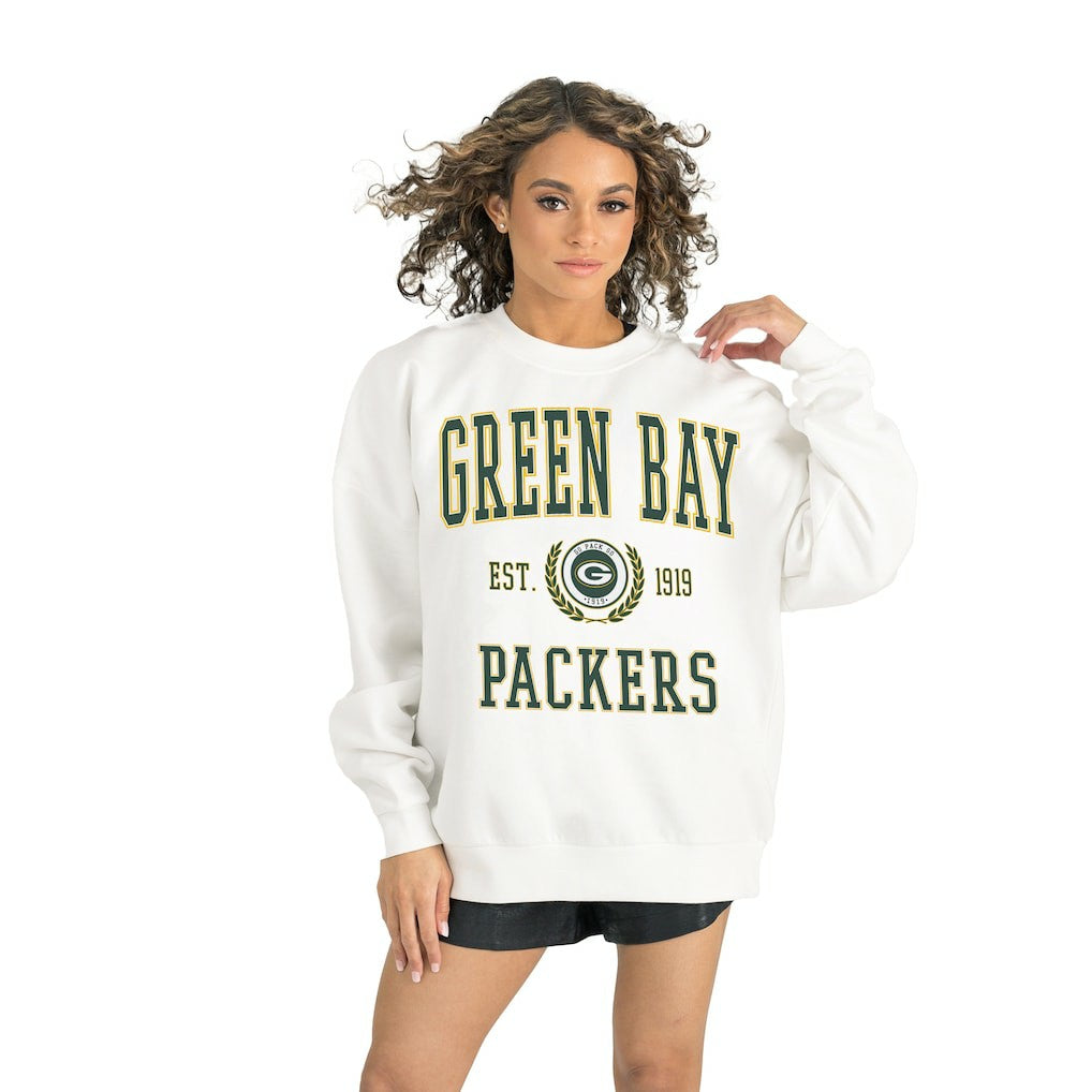 Green Bay Packers Gameday Couture Women's Timeless Triumph Premium Fleece Pullover Sweatshirt - White discount