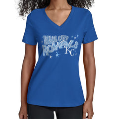 Kansas City Royals Starter Women's Fireworks Team Name V-Neck T-Shirt - Royal