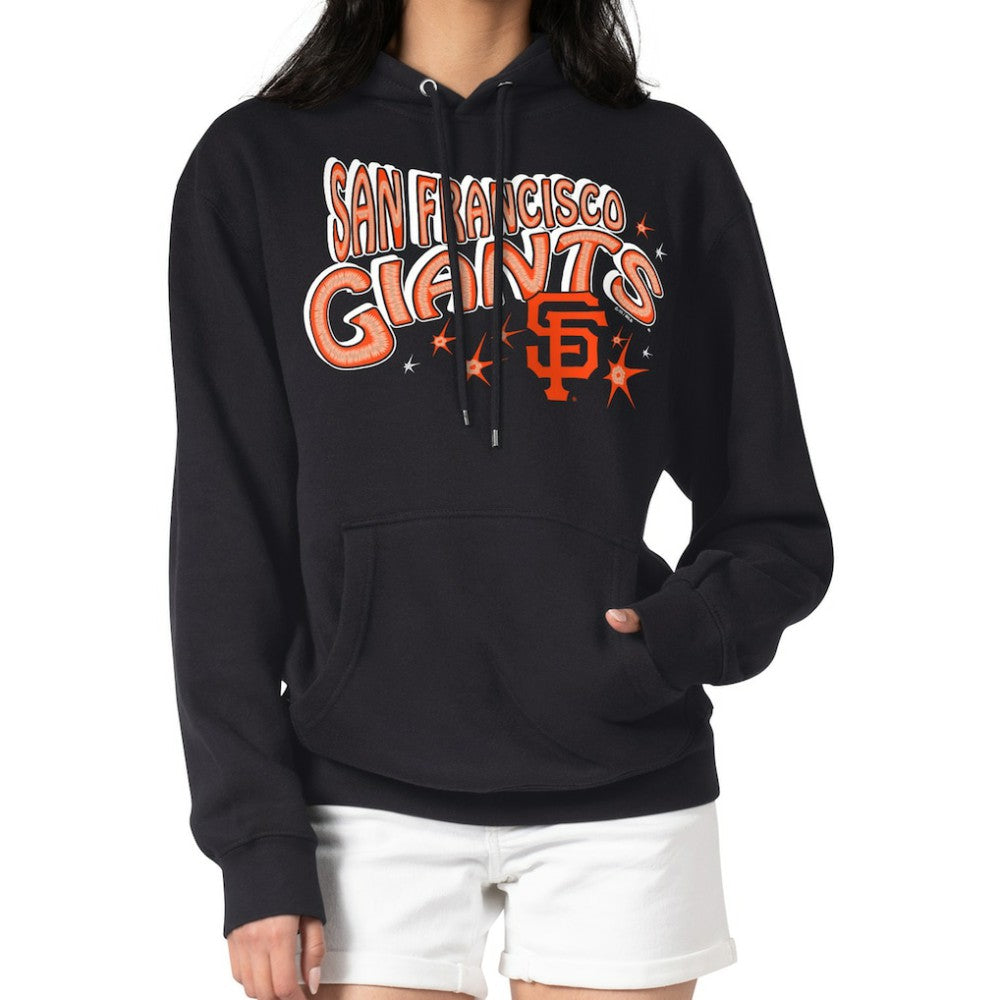 San Francisco Giants Starter Women's Fireworks Fleece Tri-Blend Pullover Hoodie - Black