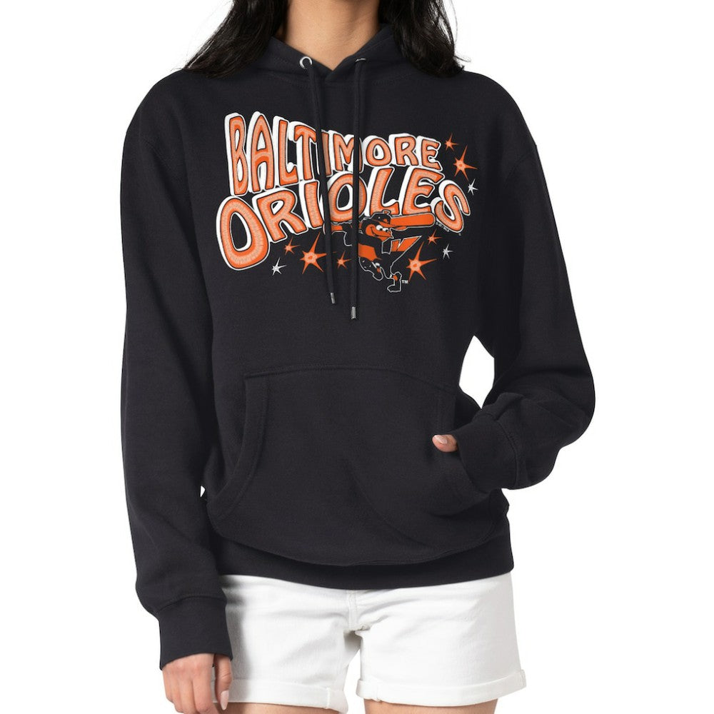 Baltimore Orioles Starter Women's Fireworks Fleece Tri-Blend Pullover Hoodie - Black