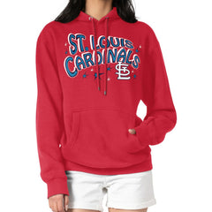 St. Louis Cardinals Starter Women's Fireworks Fleece Tri-Blend Pullover Hoodie - Red
