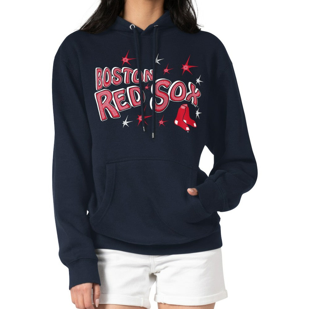 Boston Red Sox Starter Women's Fireworks Fleece Tri-Blend Pullover Hoodie - Navy