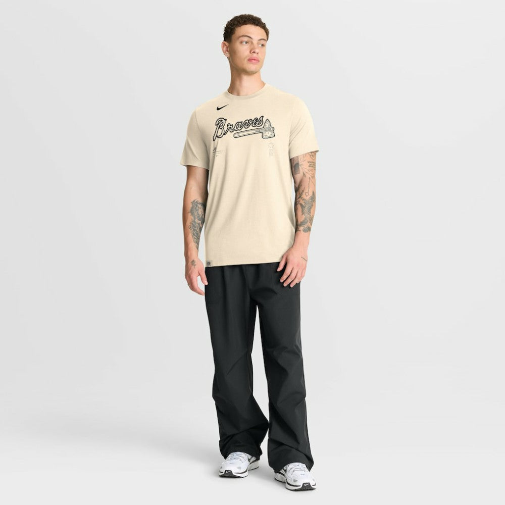 Atlanta Braves Wordmark Tri-Blend T-Shirt - Natural | Nike