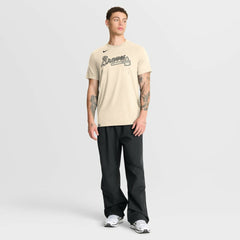 Atlanta Braves Wordmark Tri-Blend T-Shirt - Natural | Nike