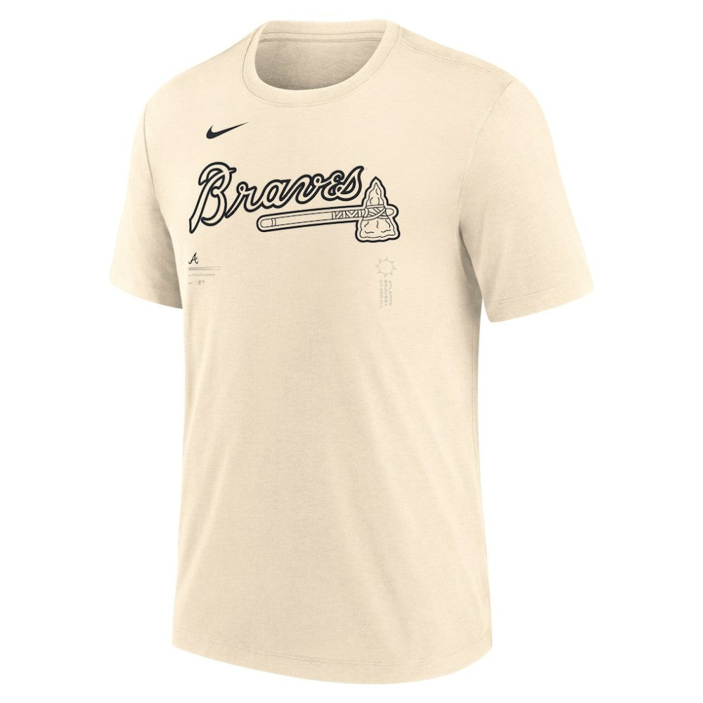 Atlanta Braves Wordmark Tri-Blend T-Shirt - Natural | Nike
