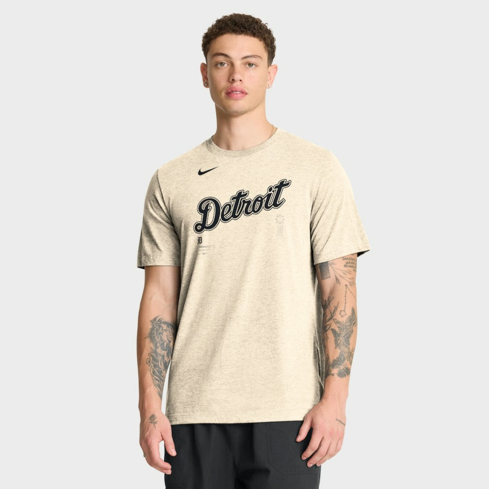 Detroit Tigers Wordmark Tri-Blend T-Shirt - Natural | Nike