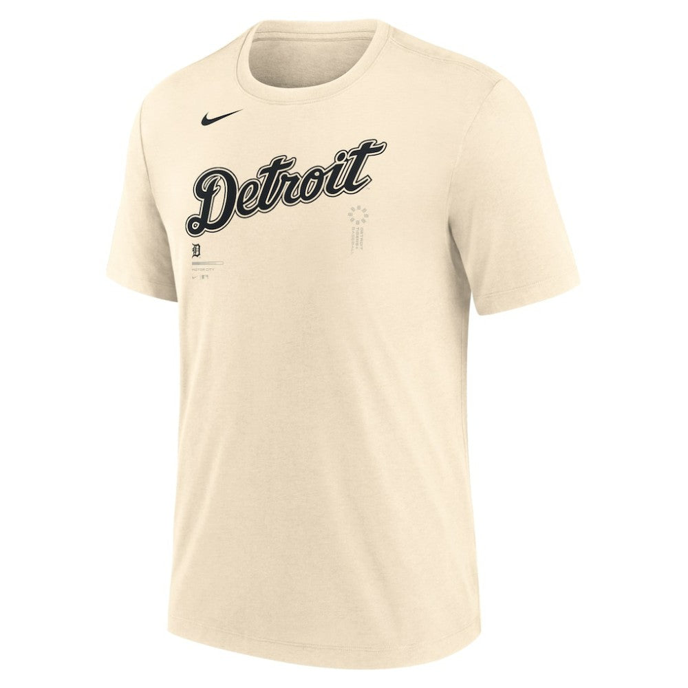 Detroit Tigers Wordmark Tri-Blend T-Shirt - Natural | Nike