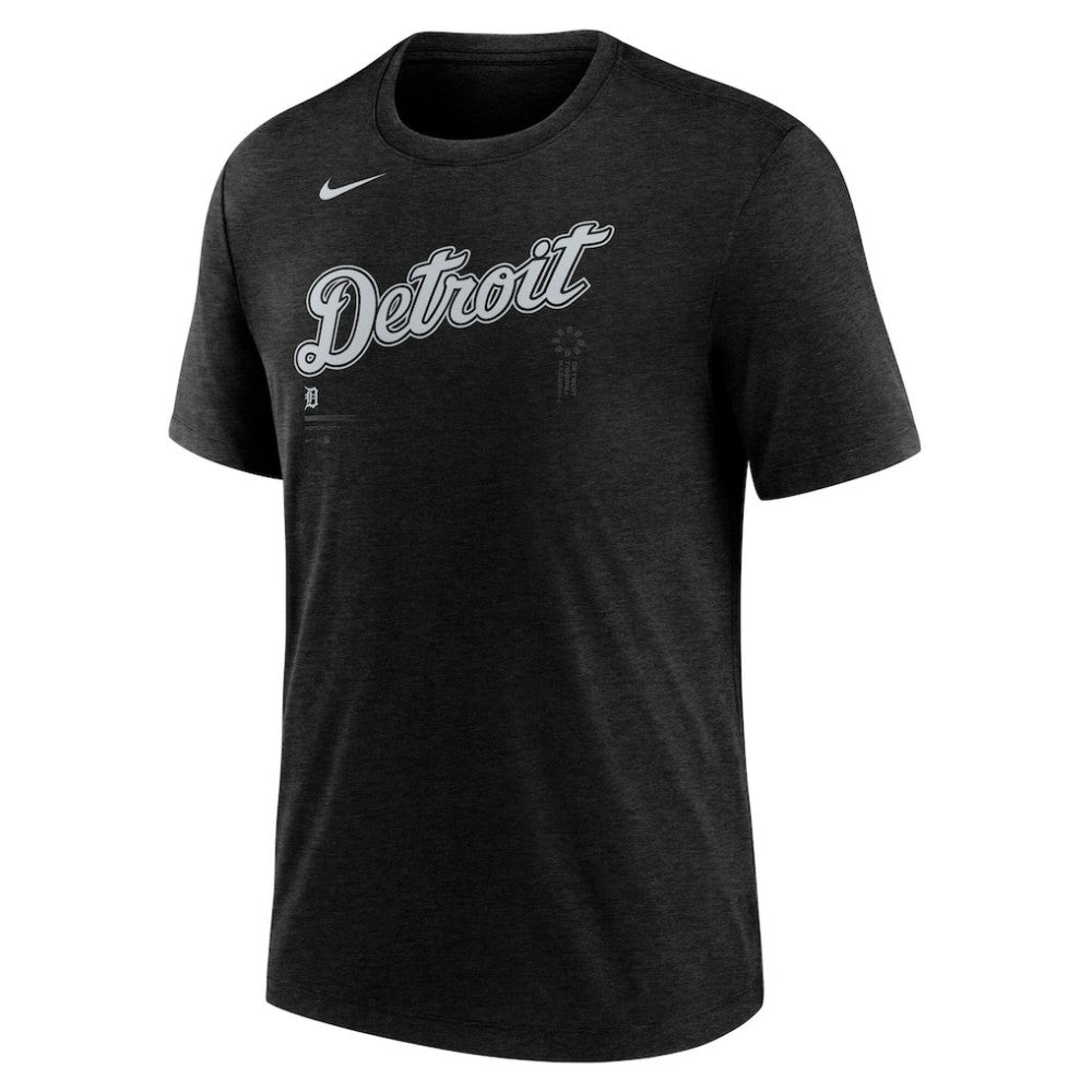 Detroit Tigers Wordmark Tri-Blend T-Shirt - Heather Black | Nike