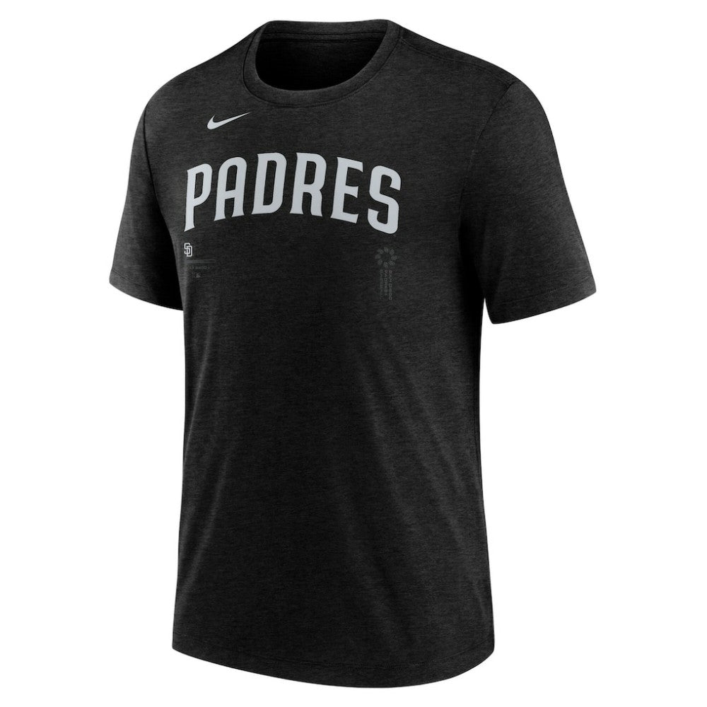 San Diego Padres Wordmark Tri-Blend T-Shirt - Heather Black | Nike