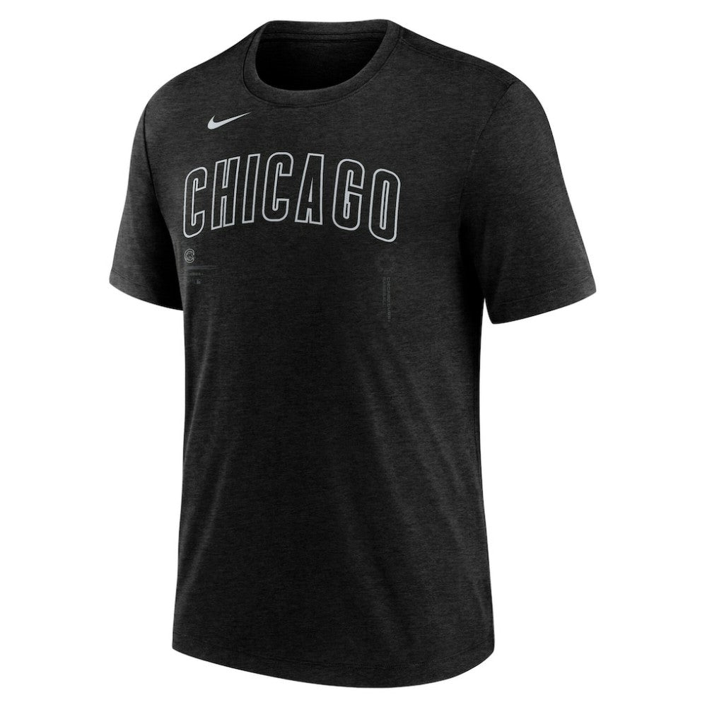 Chicago Cubs Wordmark Tri-Blend T-Shirt - Heather Black | Nike