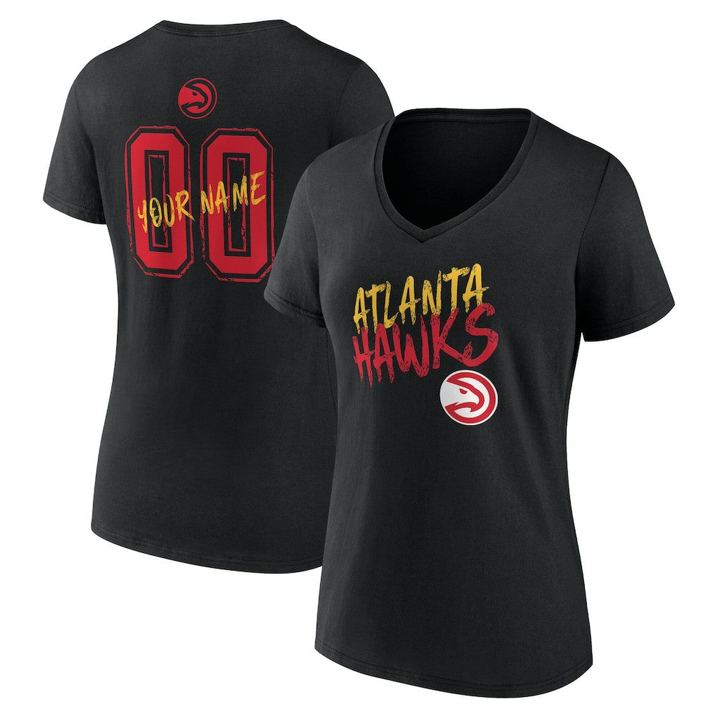 Atlanta Hawks Women's Hustle Custom V-Neck T-Shirt - Black for sale
