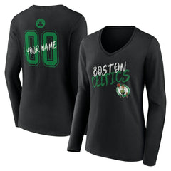 Boston Celtics Women's Hustle Custom Long Sleeve V-Neck T-Shirt - Black outlet