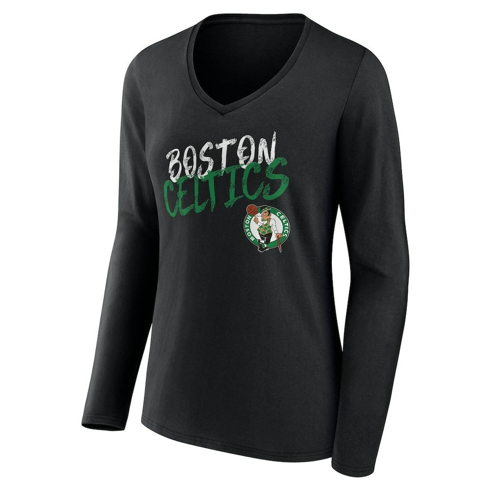 Boston Celtics Women's Hustle Custom Long Sleeve V-Neck T-Shirt - Black outlet
