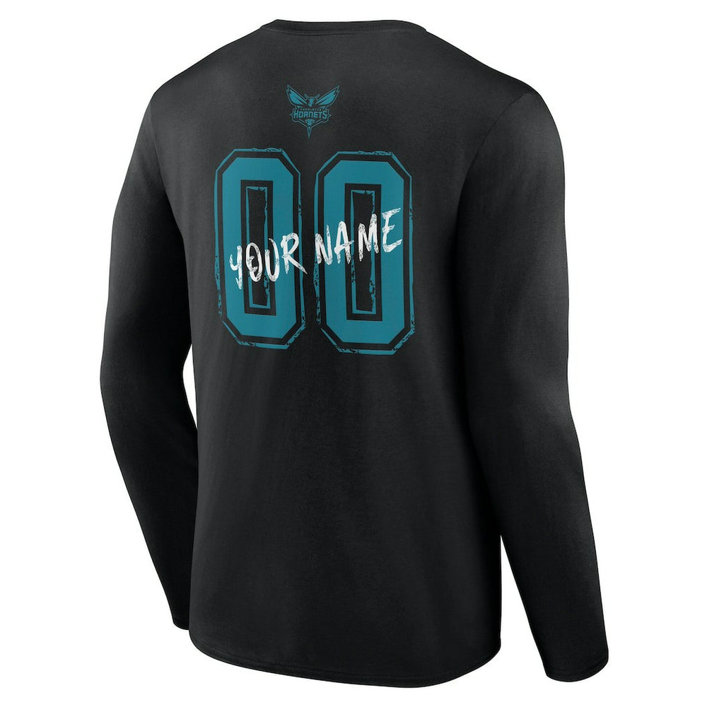 Charlotte Hornets Hustle Custom Long Sleeve T-Shirt - Black outlet