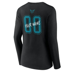 Charlotte Hornets Women's Hustle Custom Long Sleeve V-Neck T-Shirt - Black discount