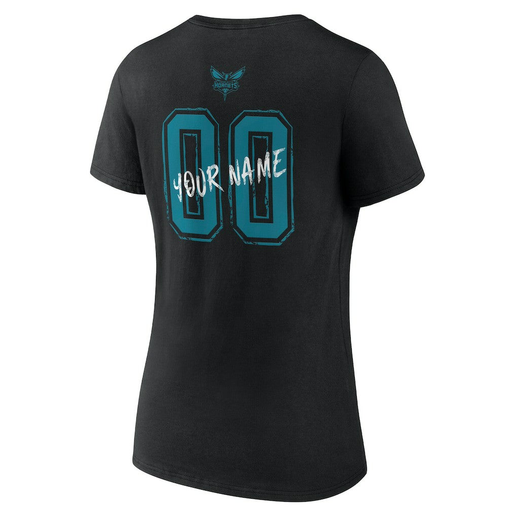 Charlotte Hornets Women's Hustle Custom V-Neck T-Shirt - Black for sale