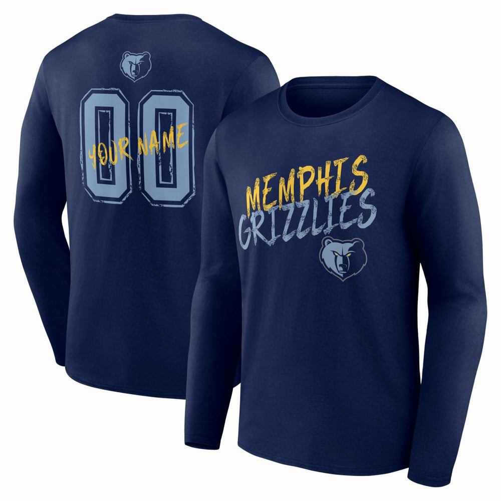 Memphis Grizzlies Hustle Custom Long Sleeve T-Shirt - Navy discount