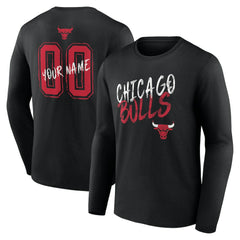 Chicago Bulls Hustle Custom Long Sleeve T-Shirt sale - Black discount