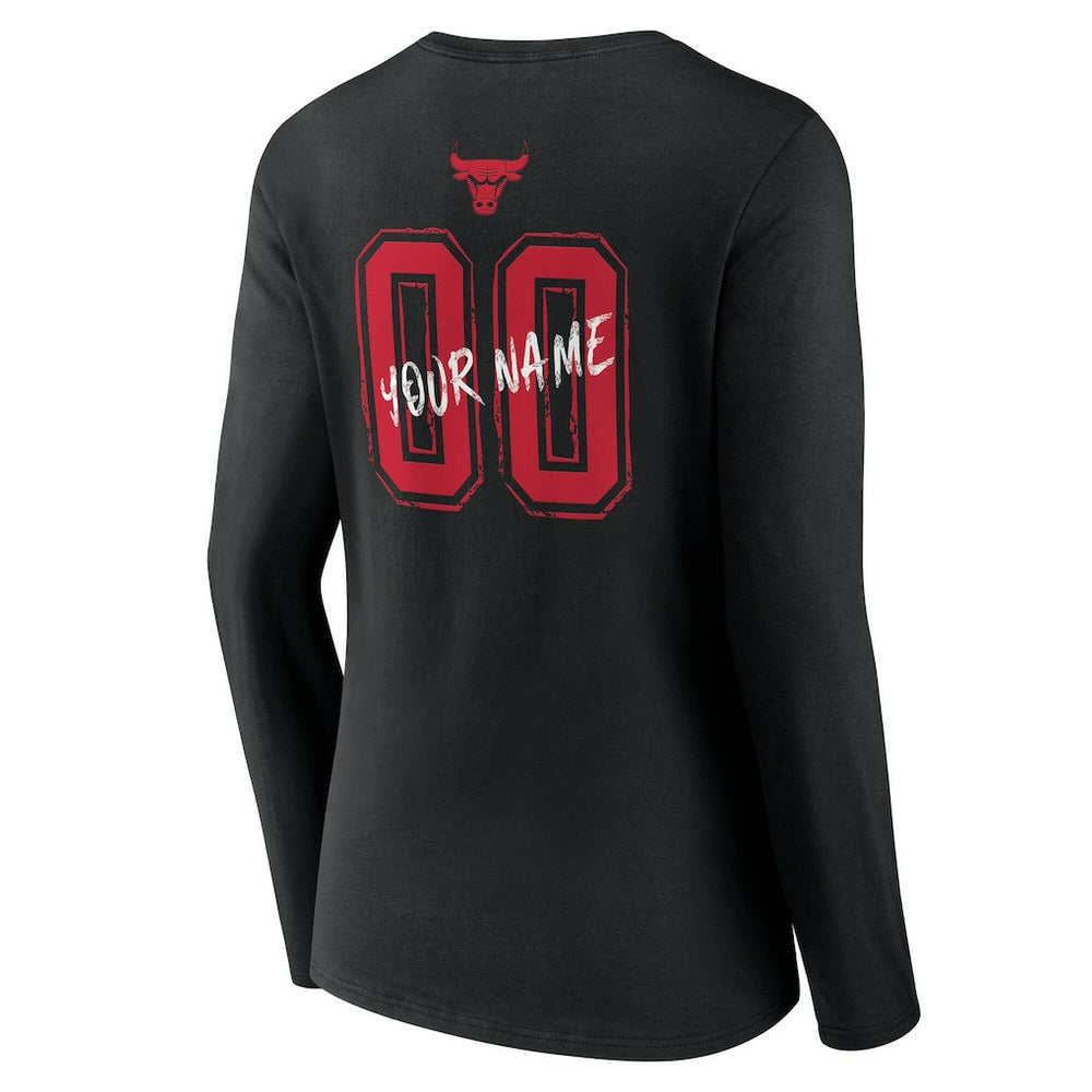 Chicago Bulls Women's Hustle Custom Long Sleeve V-Neck T-Shirt sale - Black online