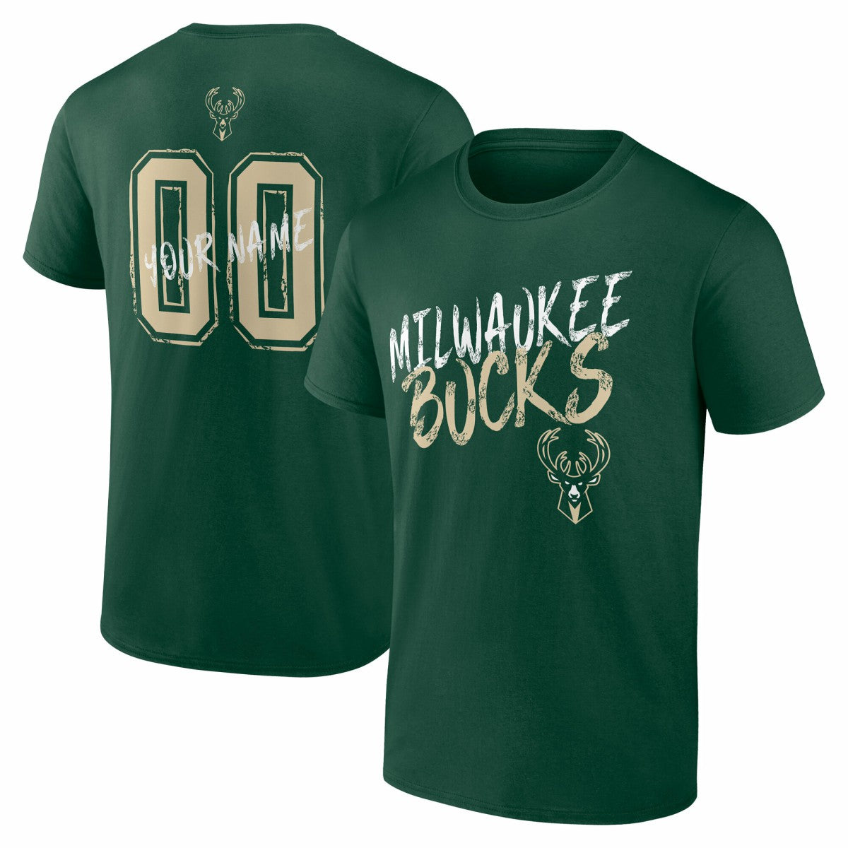 Milwaukee Bucks Hustle Custom T-Shirt - Hunter Green cheap