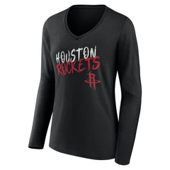 Houston Rockets Women's Hustle Custom Long Sleeve V-Neck T-Shirt - Black shop
