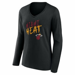 Miami Heat Women's Hustle Custom Long Sleeve V-Neck T-Shirt - Black online