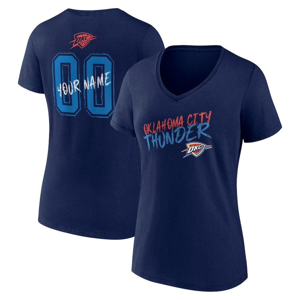 Oklahoma City Thunder Women's Hustle Custom V-Neck T-Shirt - Navy discount